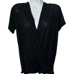 Bobi Los Angeles Top XS Black Faux Wrap Cottagegoth Moody Dramatic Basic Refined - Picture 1 of 6