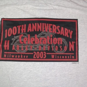 Harley Davidson 100th Anniversary Shirt Gray Milwaukee USA 2003 Size L - Picture 1 of 8