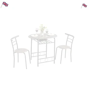 3-Piece Dining Table & Chairs Set Compact Kitchen with Storage Shelf & Wine Rack - Picture 1 of 12