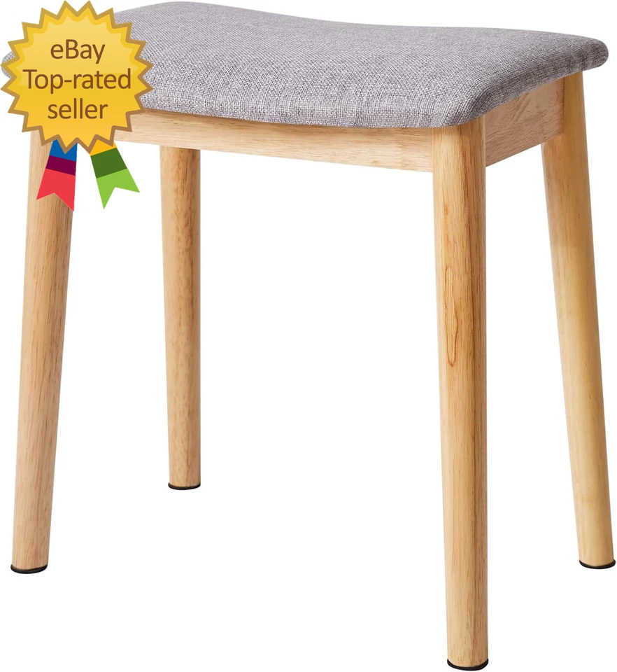 Saddle Cushion Vanity Stool Chair Foot Rest Stool with Solid Wood Legs Modern  - Image 1 of 4