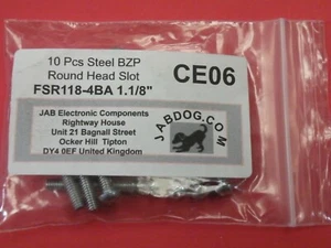 10 Stück 4BA Rundkopfschraube Schlitz 1+1/8" 1,125" Stahl BZP 22g CE06 - Bild 1 von 3