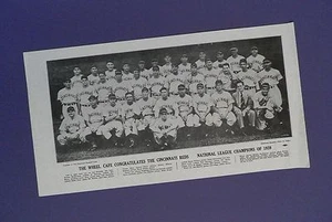 1939 Cincinatti Reds Baseball Photograph/Menu - Wheel Cafe - Picture 1 of 2