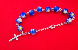 *** Rosenkranz-Armband - Glasperlen - Muranostil - blau/gelb - ca.18 cm lang *** - Bild 1 von 1