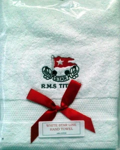 White Star Line RMS Titanic Embroidered Cotton Hand Towel - Picture 1 of 1