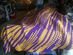 Beautiful Hand Made Afghan Made With Red Heart Team Spirit Yarn 76" X 76" Square - Picture 1 of 2