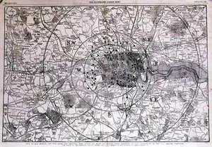 Antique map, Toll-gates and principal bars within six miles of Charing Cross - Picture 1 of 2
