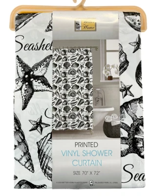 Seashell Print Vinyl Shower Curtain, Several Colors - Image 1 of 2