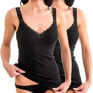 HERMKO 175803850 2er Damen BH-Hemd Spitze Unterhemd m. Bustier weich Dank Modal - Bild 1 von 10