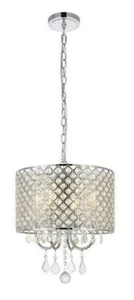 Chandelier Bedroom Dining Room Crystal Pendant Ceiling Light Fixture Chrome 14in - Picture 1 of 9