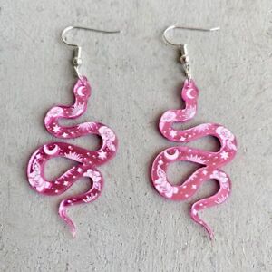 Aesthetic Flower Serpent Earrings - Moon Shape Snake Earring Women Fashion Jewel