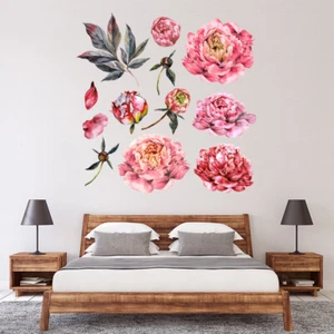 Pink Peony Flowers Floral Wall Sticker Set WS-46315 - Picture 1 of 12