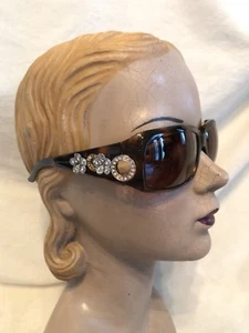 Vintage Bvlgari Brown Frame BLINGY Rhinestone Sunglasses MODEL 502/73 - Picture 1 of 10
