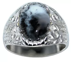 Sterling 925 SILVER Dendrite OPAL Men's Ring Natural Gem Gents Sizes Q to Z+5 - Picture 1 of 7