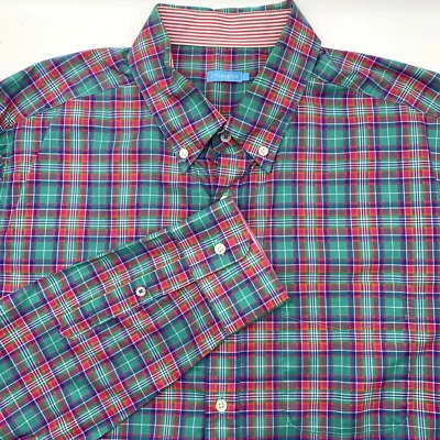 J Mclaughlin Men's Large Multicolor Striped Long Sleeve Button Up Cotton Pocket - Image 1 of 4