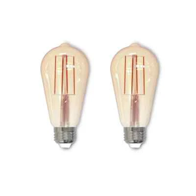 Bulbrite 60W Equivalent Amber LED ST18 Dimmable Filament Light Bulb (2-Pack) - Image 1 of 4