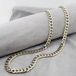 9ct White Gold Silver Filled 56cm 46.4 grams Curb Link Chain Preloved - Picture 1 of 9