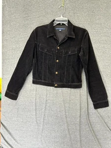 Chaqueta de pana Ralph Lauren para mujer mediana negra algodón cuello botón delantero - Imagen 1 de 8