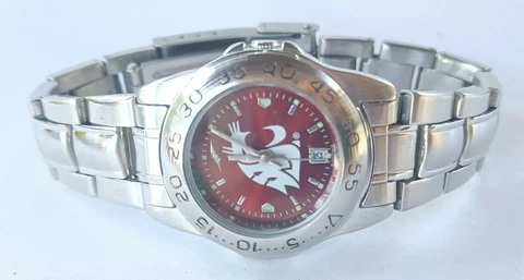 Women Washington State Cougars Watch Steel Bracelet Band Silver Case Logo Ncaa Cover