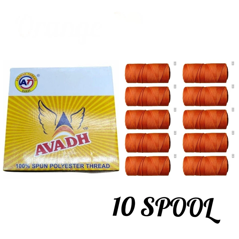 Avadh Spun Polyester ORANGE Thread suitable for all types of sewing - Image 1 of 3