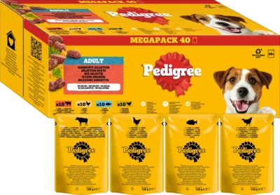 PEDIGREE 40 x 100g Adult Hundefutter Nass Fleisch, Fisch & Geflügel Mix in Gelee - Bild 1 von 4