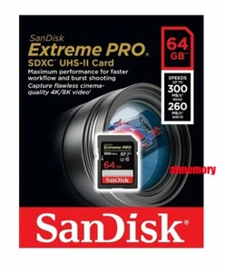 Sandisk Extreme Pro 64GB SD SDXC Memory Card 300MB/s UHS-II Class10 U3 4K - Picture 1 of 1