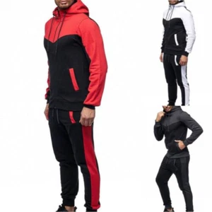 Mens Jogging Set Soft Sweatsuit Hoodie Top Pant Gym Sports Wear Sweat Suit - Picture 1 of 13