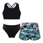 Girls Kids Tankini Swimsuit Swimwear Bikini Tops And Shorts And Breifs Swimming Costume