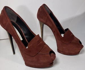 NWB Gianmarco Lorenzi Collection Red Suede Italian Platform Stiletto Pumps EU 41 - Picture 1 of 12