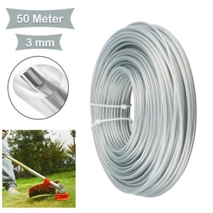 50m Draht Mähfaden 3mm Trimmerfaden Stahl + Nylonfaden Motorsense Freischneider - Bild 1 von 18