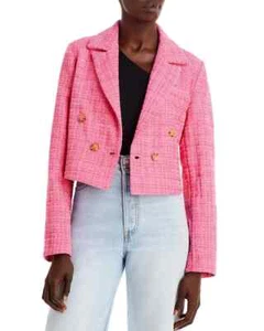 Aqua Tweed Cropped Blazer Pink L92017 Women’s Size S - Picture 1 of 8