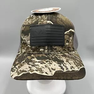 Sombrero de camionero camuflado Realtree, gorra ajustable con bandera gris/camuflada/negra. OSFM - Imagen 1 de 6