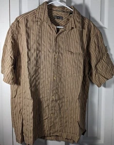 REI Herren Kurzarm Freizeit Outdoor Hemd - Beige Streifen, Viskose, Gr. MD H751A - Bild 1 von 8