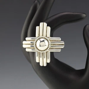 NATIVE AMERICAN NAVAJO STERLING SILVER ZIA RING BY ROBERT YELLOWHORSE - Picture 1 of 5
