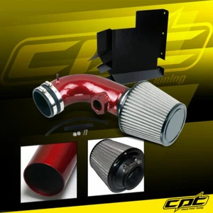 Para 07-12 BMW 328i E90/E92/E93 3.0L 6 cilindros admisión de aire frío rojo + cubierta del filtro rojo - Imagen 1 de 2
