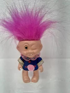 Vintage Creata 1992 Gelenkig Winking Eye rosa Haar Mini-Troll - Bild 1 von 4