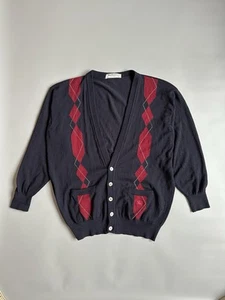 Vintage Burberrys Geometric knit wool Cardigan Sweater Size 42 - Picture 1 of 9