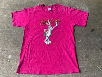 Camiseta Vintage 1992 Bugs Bunny Looney Tunes Tamanho M Rosa Warner Bros Anos 90 - Imagem 1 de 4