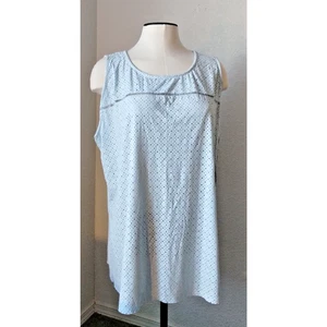 French Laundry Woman's Blue Size 3X Sleeveless Lazer cut Faux Suede Cutout Shirt - Picture 1 of 10