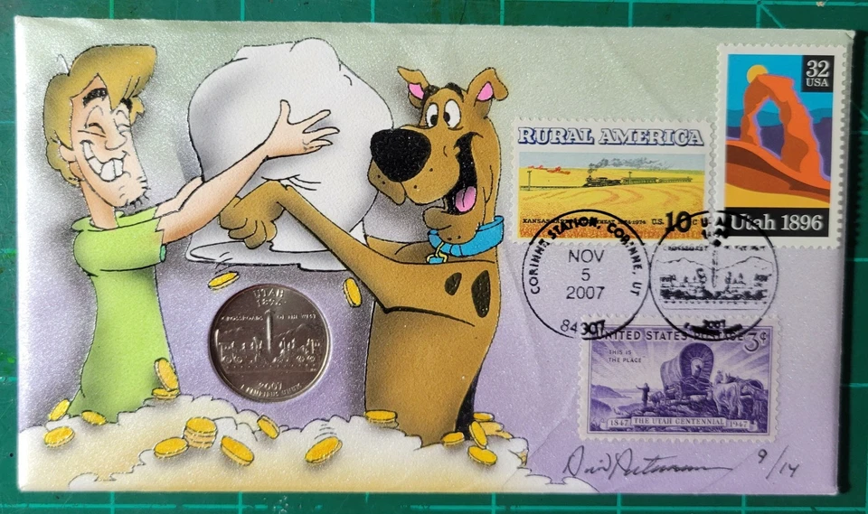 Peterman H.P. Shaggy & Scooby Doo, Utah State Quarter evento Day. cubierta con moneda Foto 1 de 1