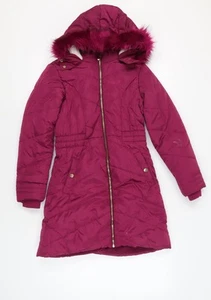 M&Co Girls Pink Puffer Jacket 11-12 Years Hooded Winter Coat - Picture 1 of 12