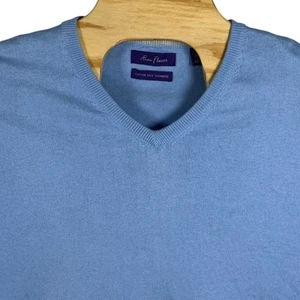 Suéter Alan River Cuello en V Algodón Seda Mezcla Cachemira Azul Para Hombres XL - Imagen 1 de 6