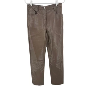 Pantalone Wilfred marrone ecopelle gamba dritta 8 cioccolato moka autunno inverno - Foto 1 di 12