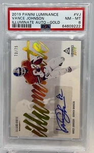 2019 Luminance Illuminate Gold Autograph Vance Johnson Auto /75 PSA 8 - Picture 1 of 2