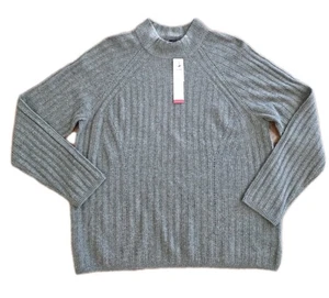 Talbots 100% Kaschmir Mock Neck Pullover Zopfmuster Army Grün Gr. XL P NEW WORK - Bild 1 von 6