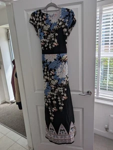Black Floral Pillar Dress. UK Size 14 - Picture 1 of 6