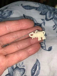 Vintage White Elephant Stick Pin Silver Tine 1" - Picture 1 of 5
