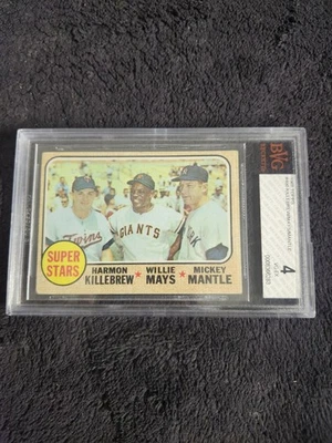 1968 Topps #490 Superstars Mantle Mays Killebrew graduado Beckett en muy buena condición-ex 4 HOFs Foto 1 de 4