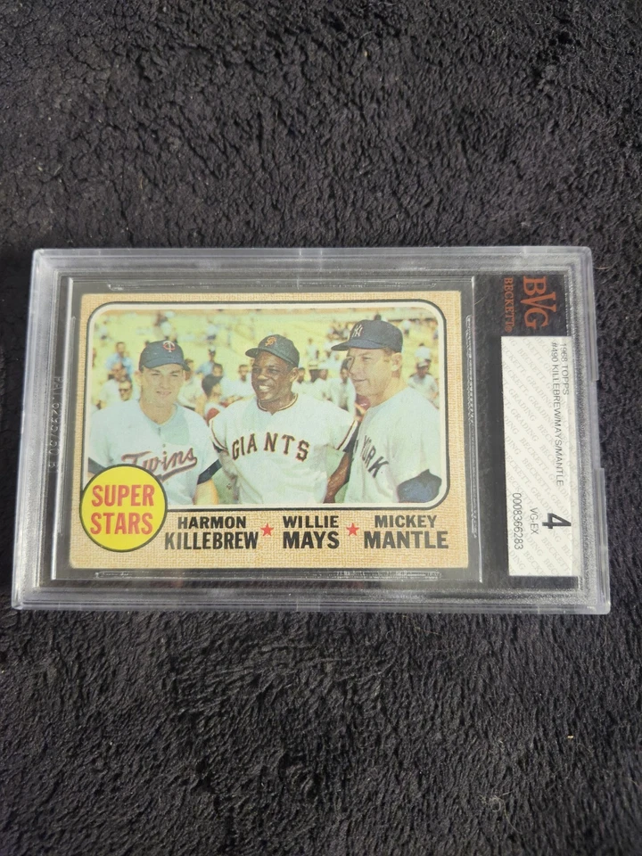 1968 Topps #490 Superstars Mantle Mays Killebrew graduado Beckett en muy buena condición-ex 4 HOFs Foto 1 de 4