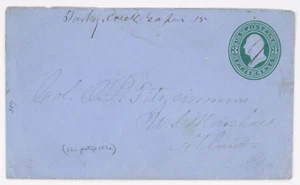 Turkey Creek, GA. in ms. on Pen Canceled 3c U166 Entire (Green on Blue envelope) - Picture 1 of 2