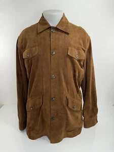 CLAIBORNE Luxe - GOAT SUEDE LEATHER Mens L Ranch Field Barn Safari Jacket - Picture 1 of 5